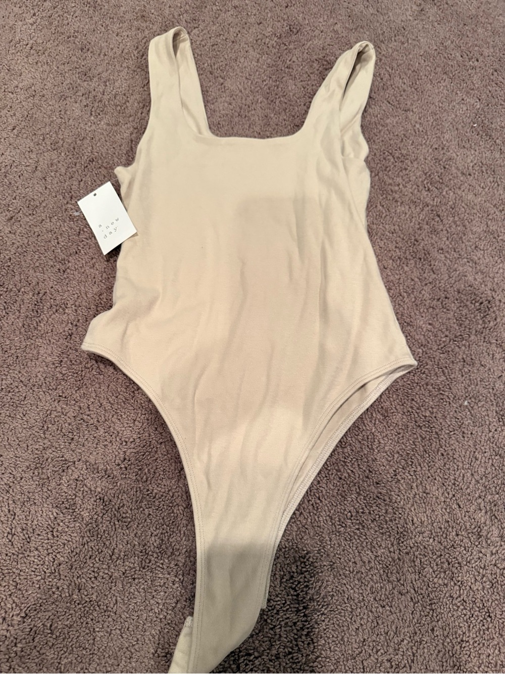 Women Cream One-Piece Swimsuit - Classic Scoop Neck